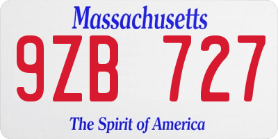 MA license plate 9ZB727