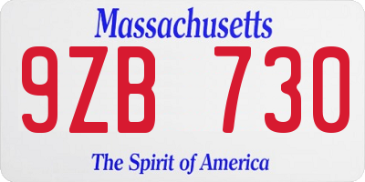 MA license plate 9ZB730