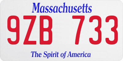 MA license plate 9ZB733