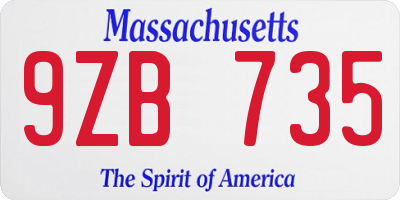 MA license plate 9ZB735