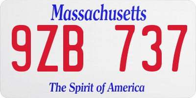 MA license plate 9ZB737