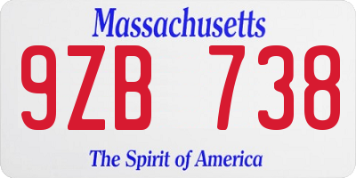 MA license plate 9ZB738