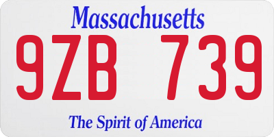 MA license plate 9ZB739