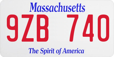 MA license plate 9ZB740