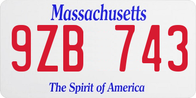 MA license plate 9ZB743