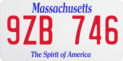 MA license plate 9ZB746