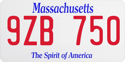 MA license plate 9ZB750