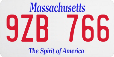 MA license plate 9ZB766