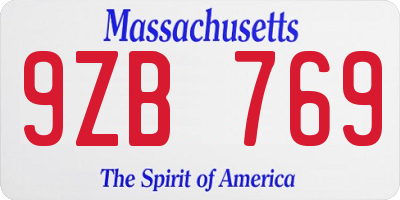 MA license plate 9ZB769