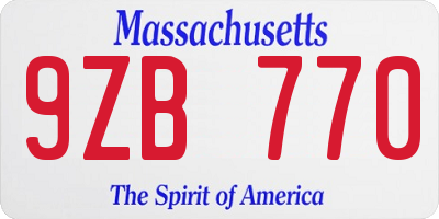 MA license plate 9ZB770