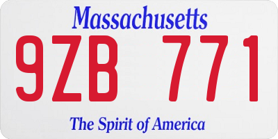 MA license plate 9ZB771