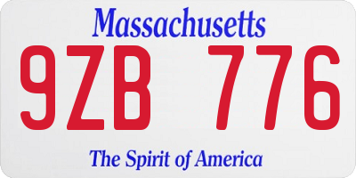 MA license plate 9ZB776
