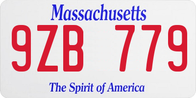 MA license plate 9ZB779