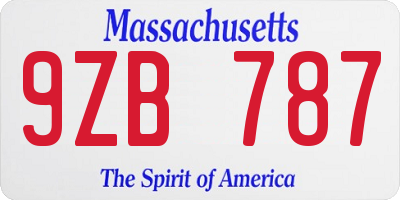 MA license plate 9ZB787