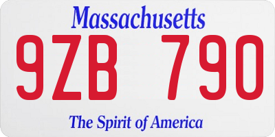 MA license plate 9ZB790