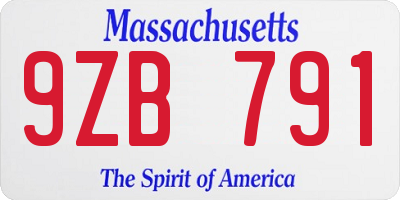 MA license plate 9ZB791