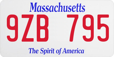 MA license plate 9ZB795