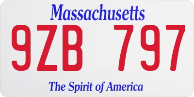 MA license plate 9ZB797