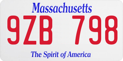 MA license plate 9ZB798