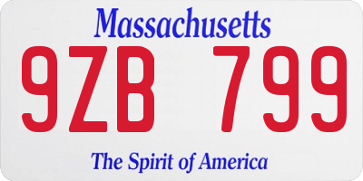 MA license plate 9ZB799
