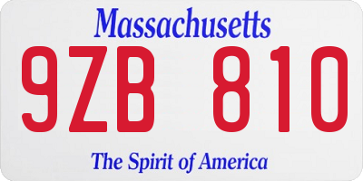 MA license plate 9ZB810
