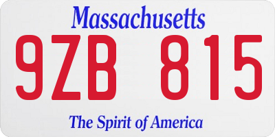 MA license plate 9ZB815