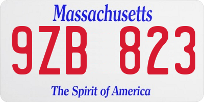 MA license plate 9ZB823