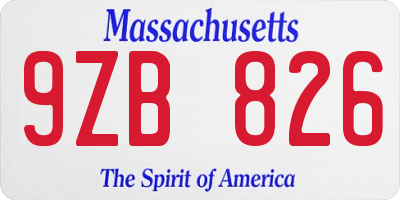 MA license plate 9ZB826