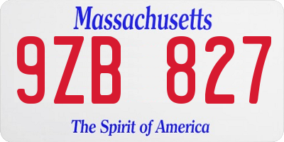 MA license plate 9ZB827