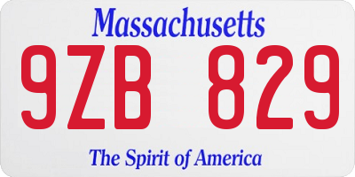 MA license plate 9ZB829