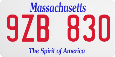 MA license plate 9ZB830