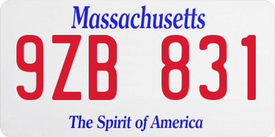 MA license plate 9ZB831