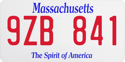 MA license plate 9ZB841
