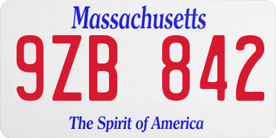 MA license plate 9ZB842