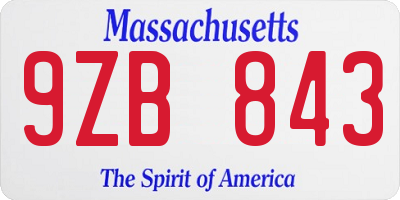 MA license plate 9ZB843