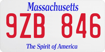 MA license plate 9ZB846