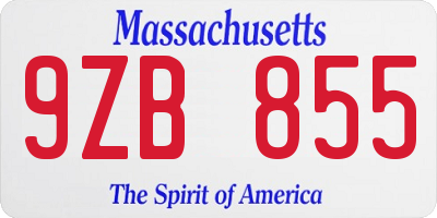 MA license plate 9ZB855