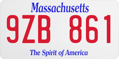 MA license plate 9ZB861