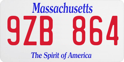 MA license plate 9ZB864