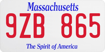 MA license plate 9ZB865