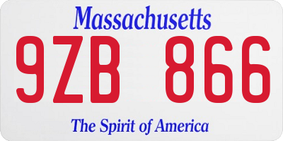 MA license plate 9ZB866