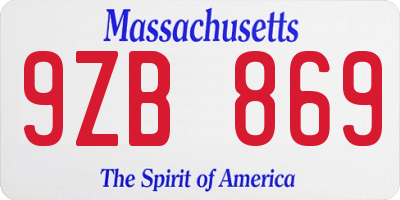 MA license plate 9ZB869