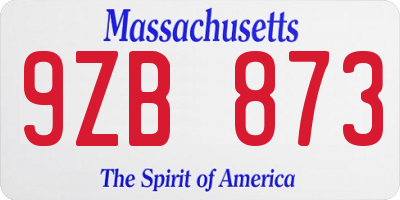 MA license plate 9ZB873