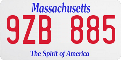 MA license plate 9ZB885
