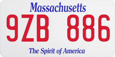 MA license plate 9ZB886