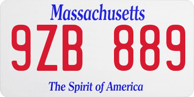 MA license plate 9ZB889