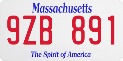 MA license plate 9ZB891