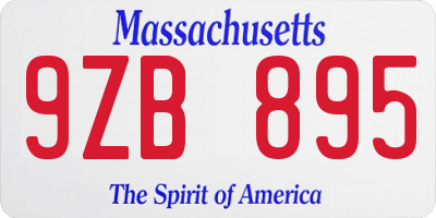 MA license plate 9ZB895