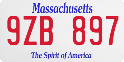 MA license plate 9ZB897