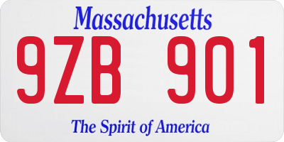 MA license plate 9ZB901